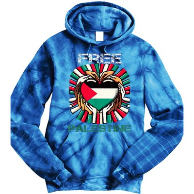 I Love Free Palestine Flag Save Gaza Strip Palestinian Tie Dye Hoodie