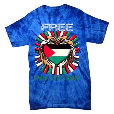 I Love Free Palestine Flag Save Gaza Strip Palestinian Tie-Dye T-Shirt