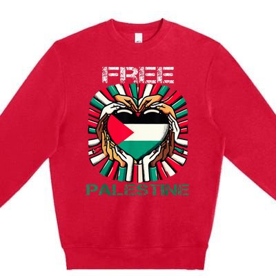 I Love Free Palestine Flag Save Gaza Strip Palestinian Premium Crewneck Sweatshirt