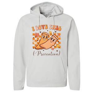 I Love Fall Prevention Fall Thanksgiving Nurse Fall Risk Performance Fleece Hoodie