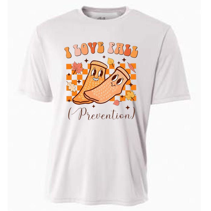 I Love Fall Prevention Fall Thanksgiving Nurse Fall Risk Cooling Performance Crew T-Shirt