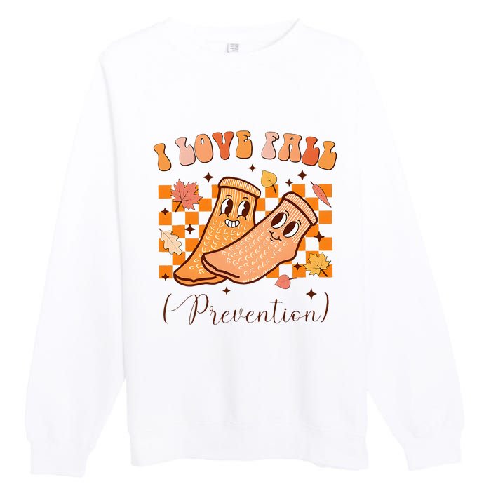 I Love Fall Prevention Fall Thanksgiving Nurse Fall Risk Premium Crewneck Sweatshirt