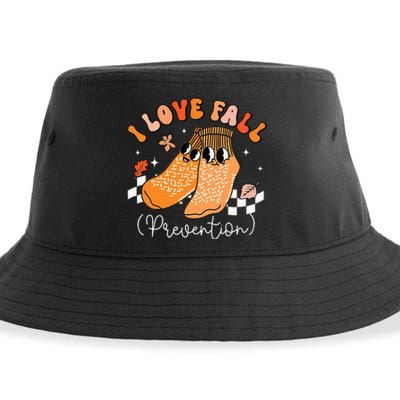 I Love Fall Prevention Socks Thanksgiving Autumn Leaves Sustainable Bucket Hat