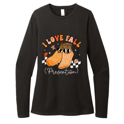 I Love Fall Prevention Socks Thanksgiving Autumn Leaves Womens CVC Long Sleeve Shirt