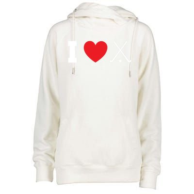 I Love Field Hockey Field Hockey Player Hockey Fan Great Gift Womens Funnel Neck Pullover Hood