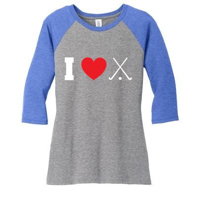 I Love Field Hockey Field Hockey Player Hockey Fan Great Gift Women's Tri-Blend 3/4-Sleeve Raglan Shirt