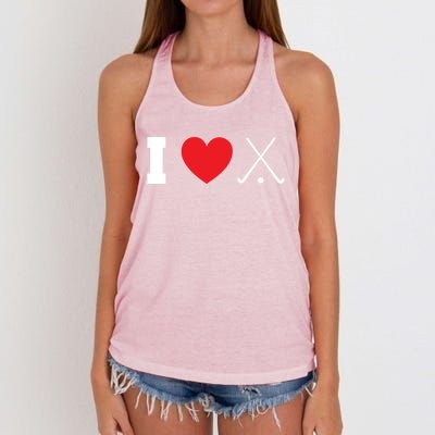 I Love Field Hockey Field Hockey Player Hockey Fan Great Gift Women's Knotted Racerback Tank