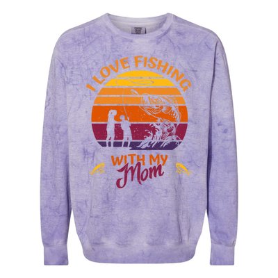 I Love Fishing With My Mom Gift Fishing Team Giftfishing Tour Cute Gift Colorblast Crewneck Sweatshirt