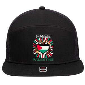 I Love Free Palestine Flag Save Gaza Strip Palestinian 7 Panel Mesh Trucker Snapback Hat