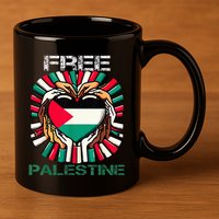 I Love Free Palestine Flag Save Gaza Strip Palestinian 11oz C Handle Ceramic Mug