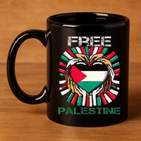I Love Free Palestine Flag Save Gaza Strip Palestinian 11oz C Handle Ceramic Mug