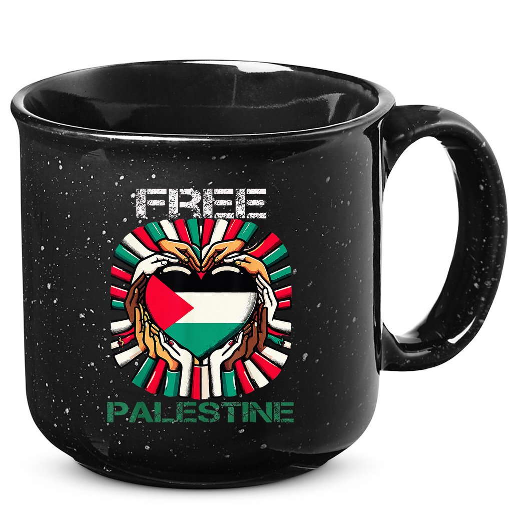 I Love Free Palestine Flag Save Gaza Strip Palestinian 15oz Campfire Ceramic Mug