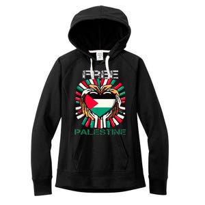 I Love Free Palestine Flag Save Gaza Strip Palestinian Women's Fleece Hoodie