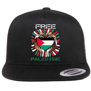 I Love Free Palestine Flag Save Gaza Strip Palestinian Flat Bill Trucker Hat