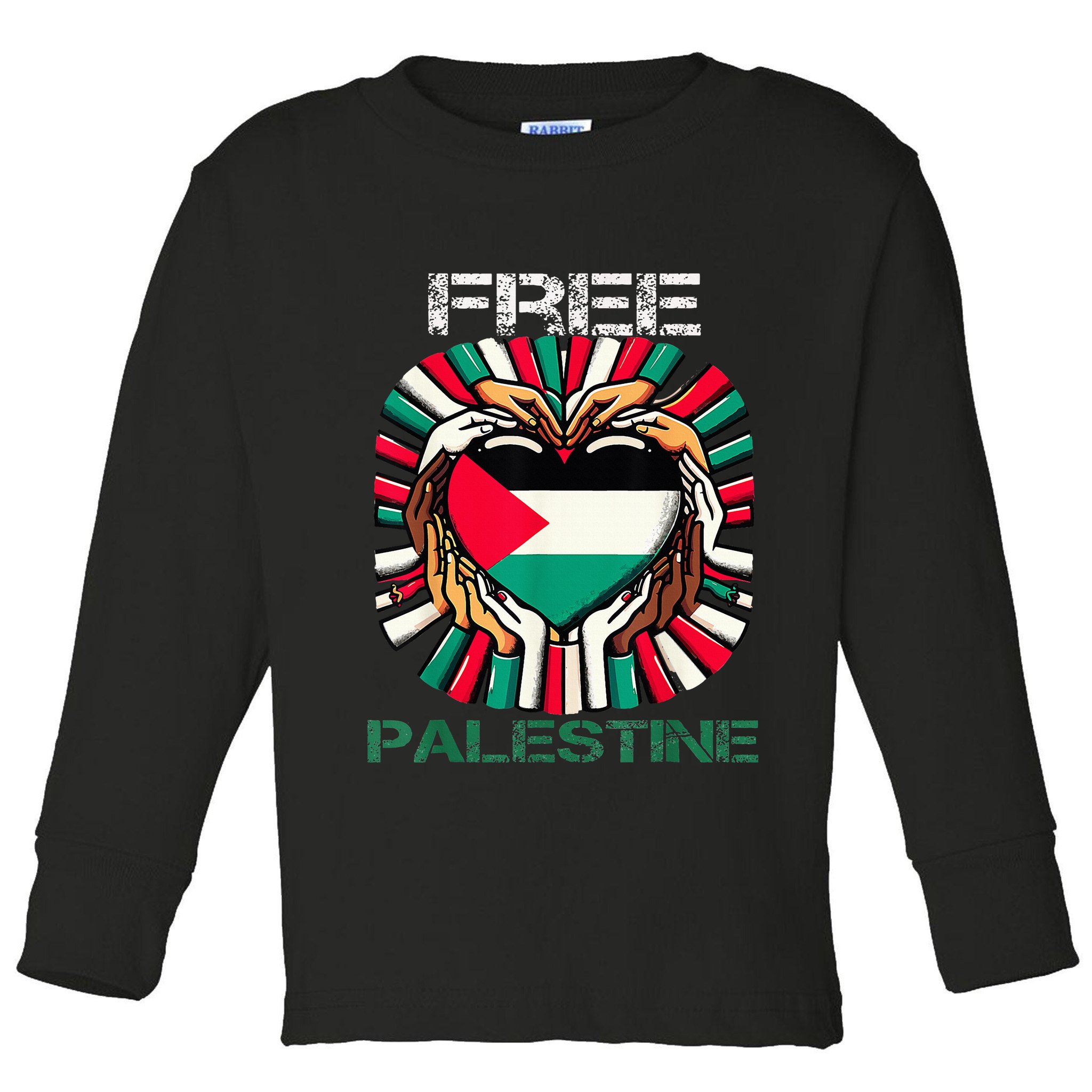 I Love Free Palestine Flag Save Gaza Strip Palestinian Toddler Long Sleeve Shirt
