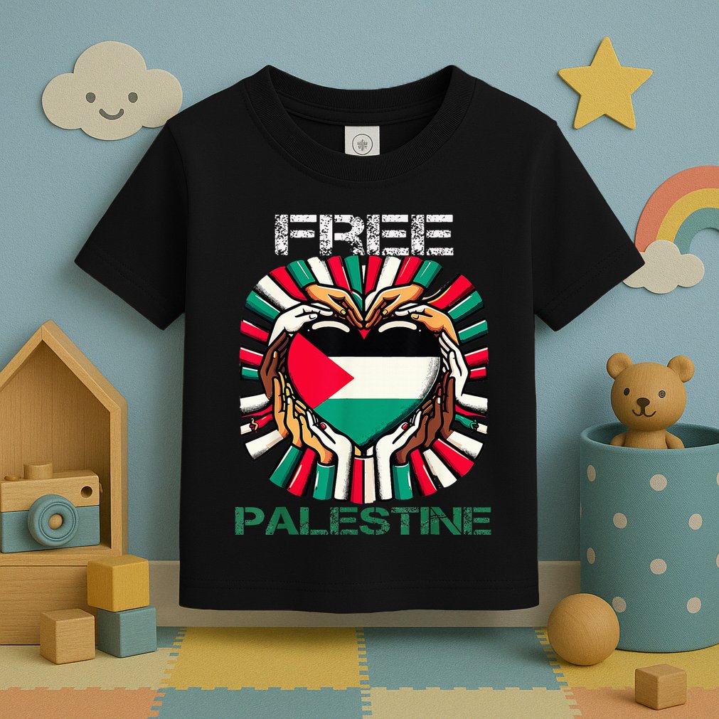 I Love Free Palestine Flag Save Gaza Strip Palestinian Toddler T-Shirt