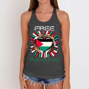 I Love Free Palestine Flag Save Gaza Strip Palestinian Women's Knotted Racerback Tank