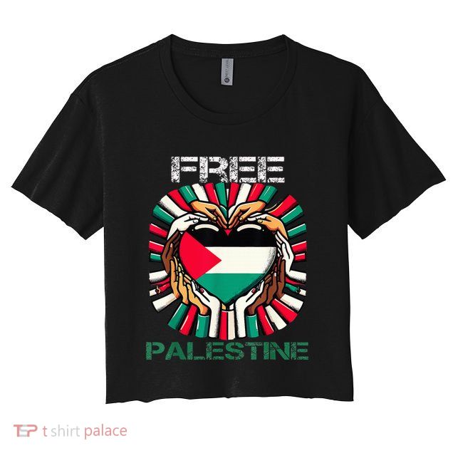 I Love Free Palestine Flag Save Gaza Strip Palestinian Crop Top