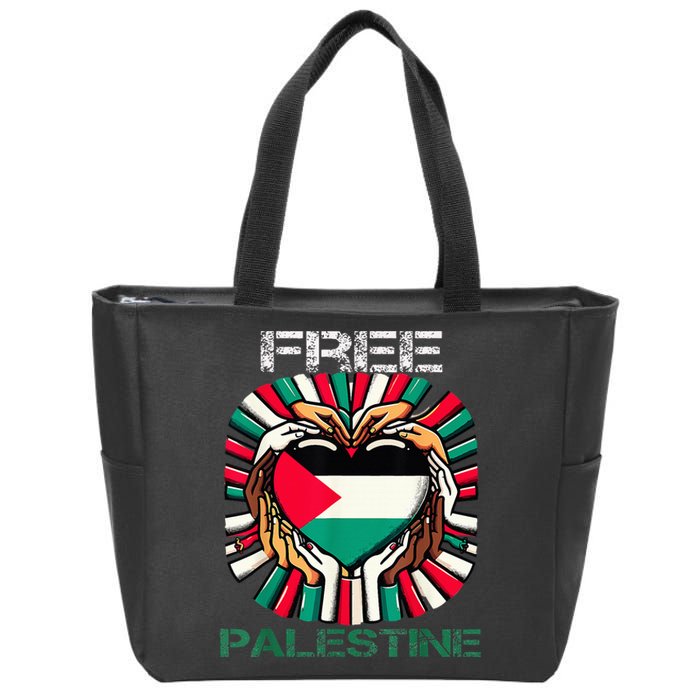 I Love Free Palestine Flag Save Gaza Strip Palestinian Zip Tote Bag