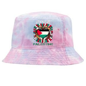 I Love Free Palestine Flag Save Gaza Strip Palestinian Tie-Dyed Bucket Hat