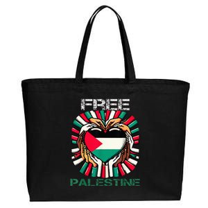 I Love Free Palestine Flag Save Gaza Strip Palestinian Cotton Canvas Jumbo Tote