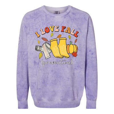 I Love Fall Prevention Autumn Nurse Physical Therapista Colorblast Crewneck Sweatshirt