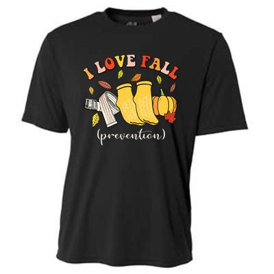 I Love Fall Prevention Autumn Nurse Physical Therapista Cooling Performance Crew T-Shirt