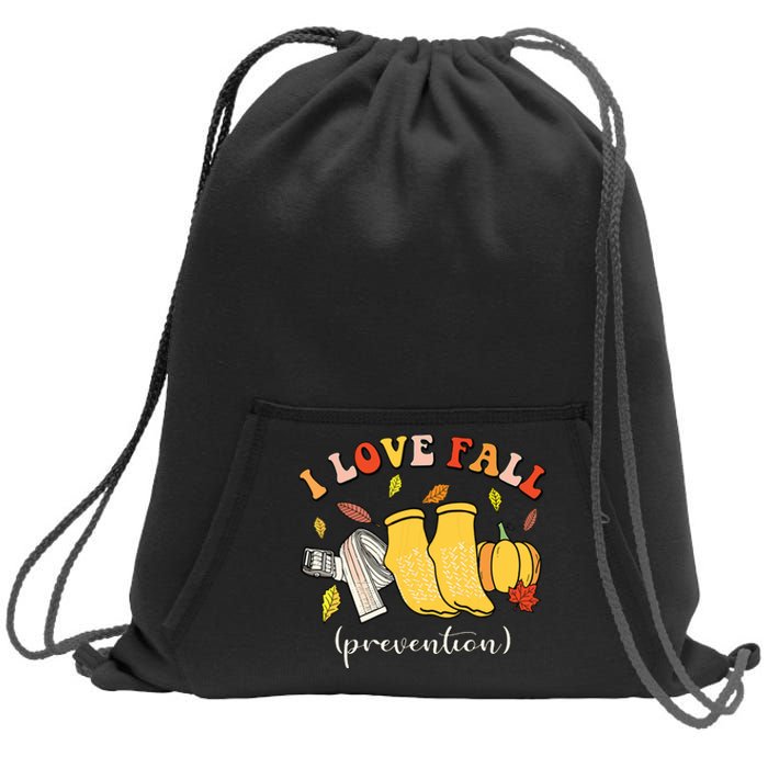 I Love Fall Prevention Autumn Nurse Physical Therapista Sweatshirt Cinch Pack Bag