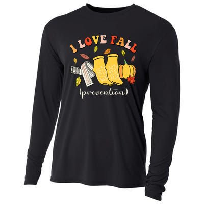 I Love Fall Prevention Autumn Nurse Physical Therapista Cooling Performance Long Sleeve Crew