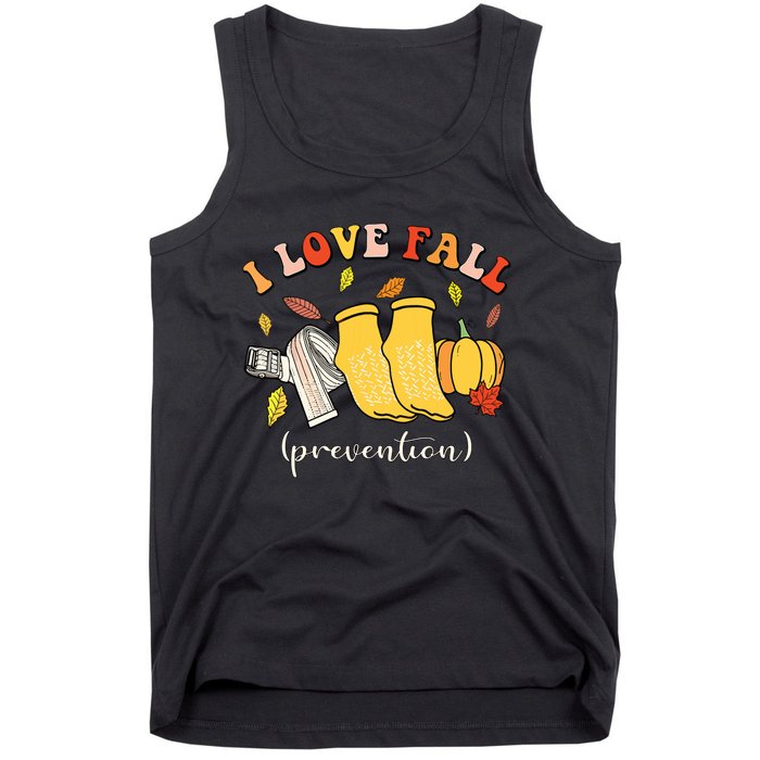 I Love Fall Prevention Autumn Nurse Physical Therapista Tank Top