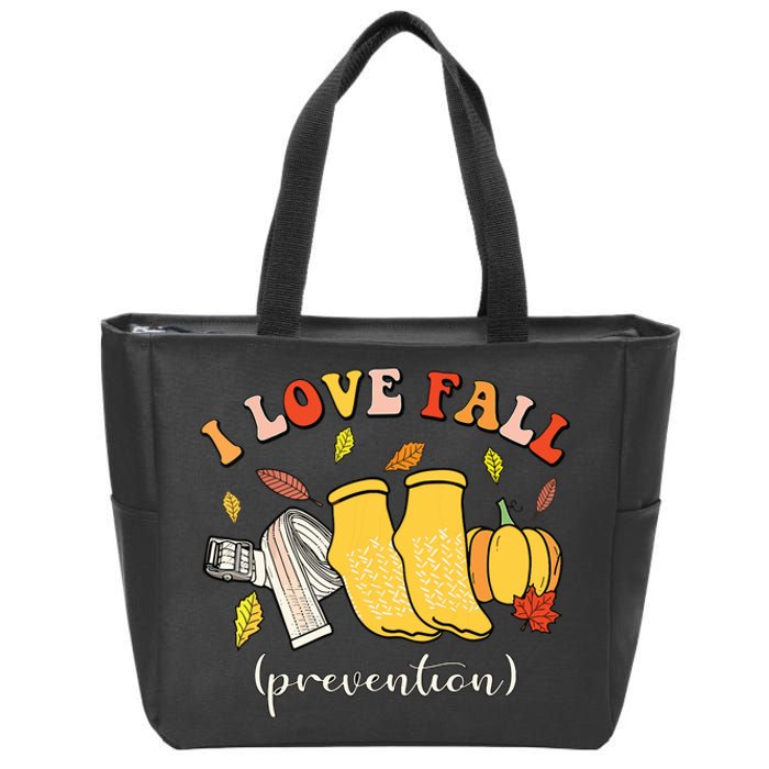 I Love Fall Prevention Autumn Nurse Physical Therapista Zip Tote Bag