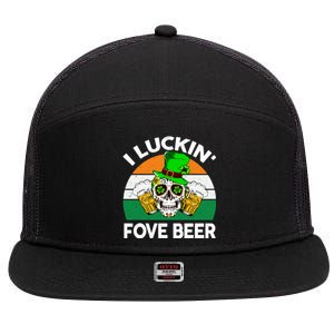 I Luckin Fove Beer St Patricks Day Likes To Drink 7 Panel Mesh Trucker Snapback Hat