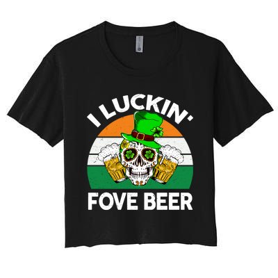 I Luckin Fove Beer St Patricks Day Likes To Drink Women's Crop Top Tee