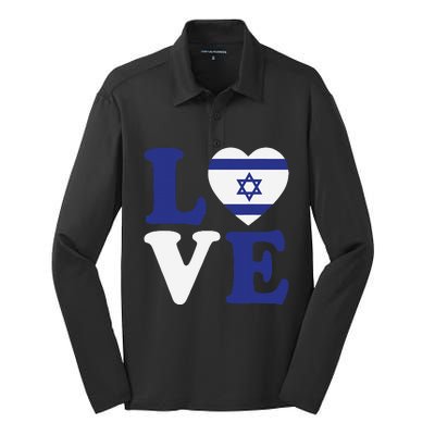 Israel Love Flag I Stand With Israel Heritage Israeli Flag Silk Touch Performance Long Sleeve Polo