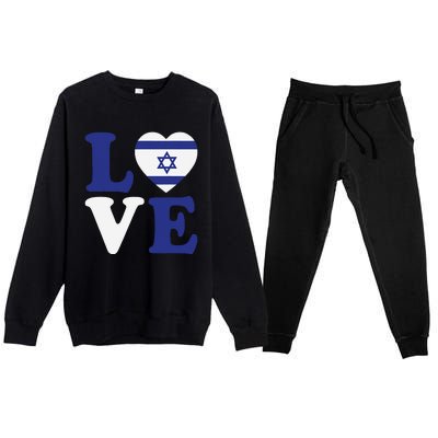 Israel Love Flag I Stand With Israel Heritage Israeli Flag Premium Crewneck Sweatsuit Set