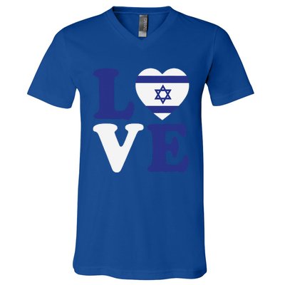 Israel Love Flag I Stand With Israel Heritage Israeli Flag V-Neck T-Shirt