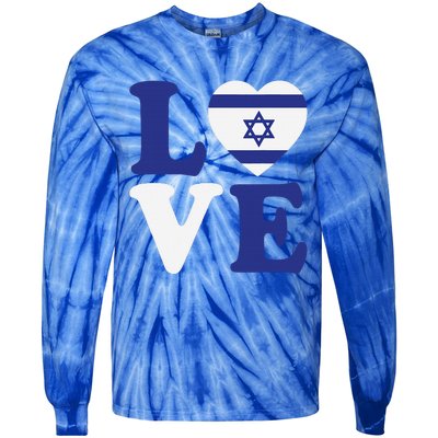 Israel Love Flag I Stand With Israel Heritage Israeli Flag Tie-Dye Long Sleeve Shirt