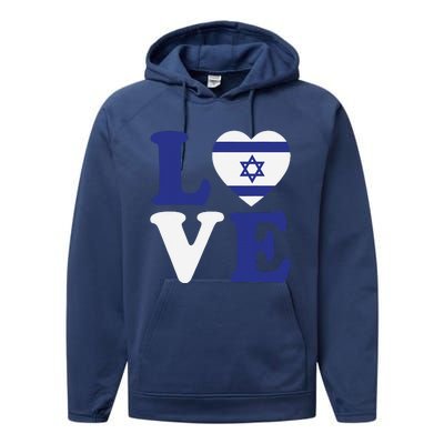 Israel Love Flag I Stand With Israel Heritage Israeli Flag Performance Fleece Hoodie