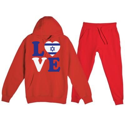 Israel Love Flag I Stand With Israel Heritage Israeli Flag Premium Hooded Sweatsuit Set