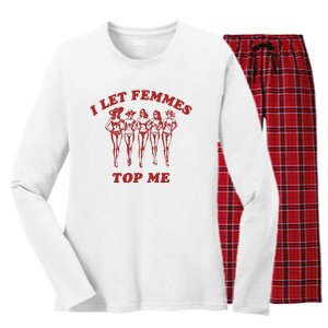 I Let Femmes Top Me Lesbian Bisexual Pride Women's Long Sleeve Flannel Pajama Set 