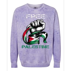 I Love Free Palestine Flag Save Gaza Strip Palestinian Colorblast Crewneck Sweatshirt