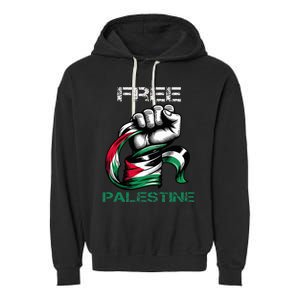 I Love Free Palestine Flag Save Gaza Strip Palestinian Garment-Dyed Fleece Hoodie