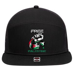 I Love Free Palestine Flag Save Gaza Strip Palestinian 7 Panel Mesh Trucker Snapback Hat