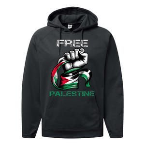 I Love Free Palestine Flag Save Gaza Strip Palestinian Performance Fleece Hoodie