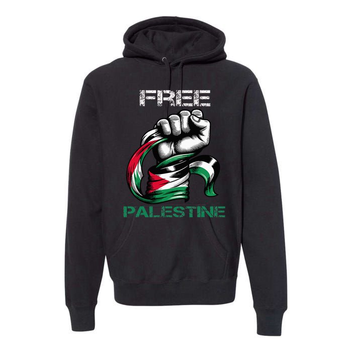 I Love Free Palestine Flag Save Gaza Strip Palestinian Premium Hoodie