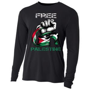 I Love Free Palestine Flag Save Gaza Strip Palestinian Cooling Performance Long Sleeve Crew