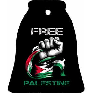 I Love Free Palestine Flag Save Gaza Strip Palestinian Ceramic Bell Ornament