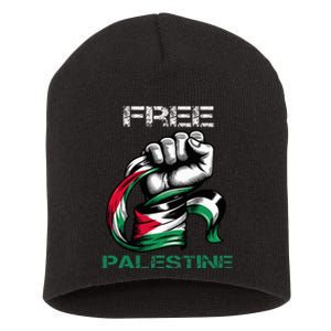 I Love Free Palestine Flag Save Gaza Strip Palestinian Short Acrylic Beanie