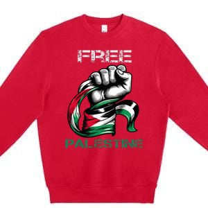 I Love Free Palestine Flag Save Gaza Strip Palestinian Premium Crewneck Sweatshirt