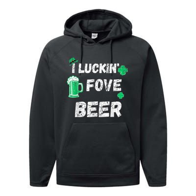 I Luckin Fove Beer St Patricks Day Likes To Drink Performance Fleece Hoodie